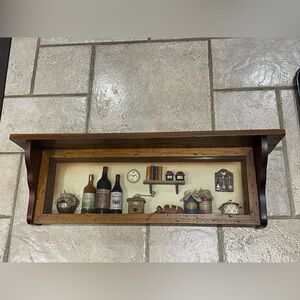 Wooden Shadow Box with Miniature Collectibles
